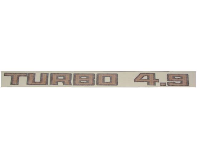 DECAL, Hood Scoop, *Turbo 4.9*, 3-Shades Bronze / Gold, Repro