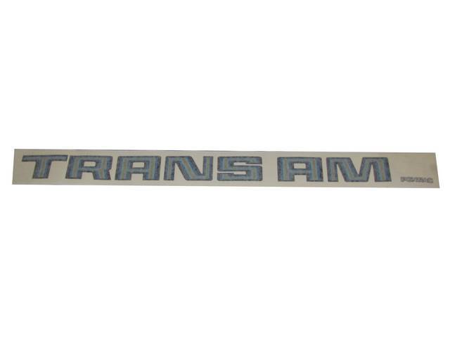 DECAL, Deck Lid Spoiler, *Trans Am*, 3-Shades Blue / Gold, Repro