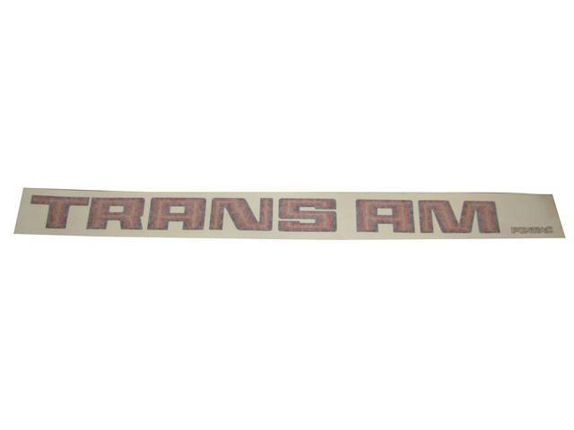 DECAL, Deck Lid Spoiler, *Trans Am*, 3-Shades Red / Gold, Repro