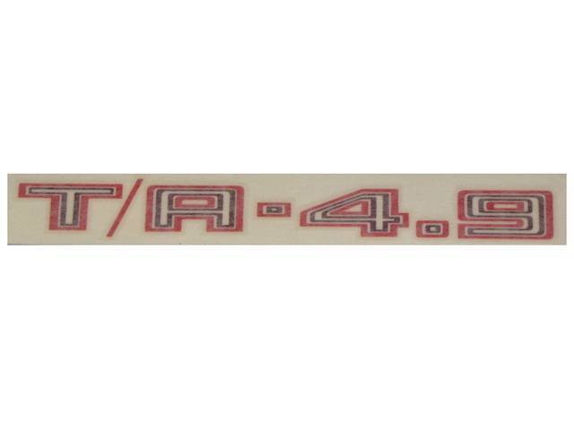 DECAL, Hood Scoop, *T/A 4.9*, Light Red / Dark Red, Repro