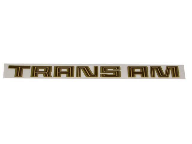 DECAL, Fender, *TRANS AM*, Gold / Yellow / Black, Repro