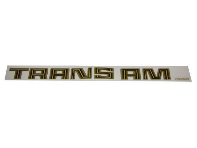 DECAL, Deck Lid Spoiler, *TRANS AM*, Gold / Yellow / Black, Repro 