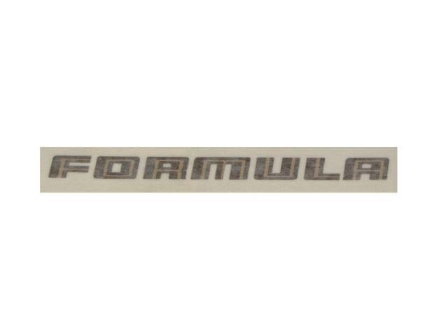DECAL, BUMPER COVER, FRONT, *FORMULA*, GOLD, 5 5/8 INCH LENGTH, REPRO