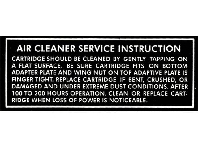 DECAL, Air Cleaner Service Instructions, repro