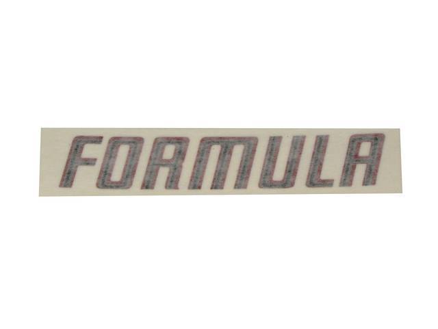 DECAL, Bumper Cover, Front, *FORMULA*, Charcoal / Red, Repro