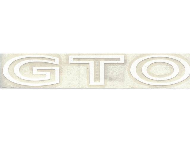 DECAL, Fender / Quarter Panel, *GTO*, white, repro  ** Replaces original GM p/n 479922 **