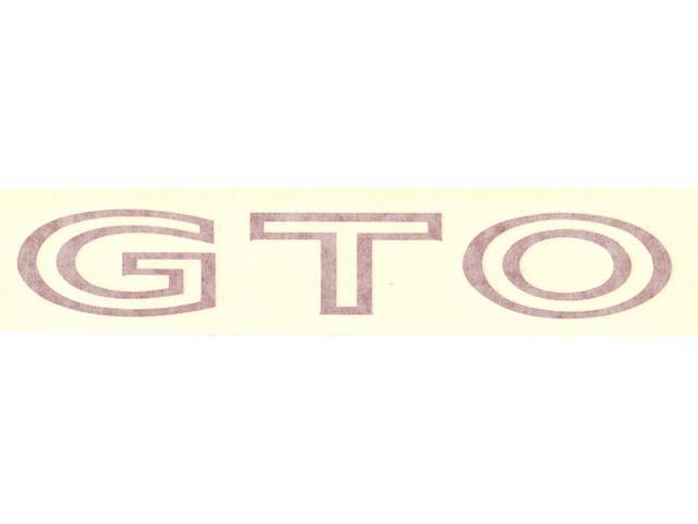 DECAL, Fender / Quarter Panel, *GTO*, red, repro  ** Replaces original GM p/n 479921 **