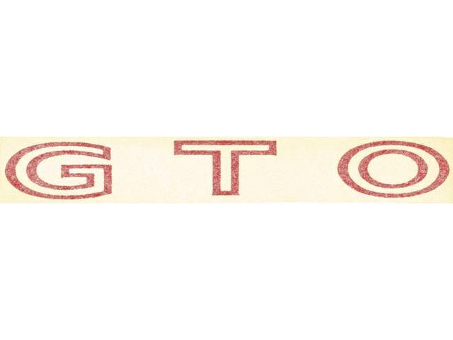 DECAL, Deck Lid / Trunk Lid, *GTO*, red, located in lower right hand corner, repro