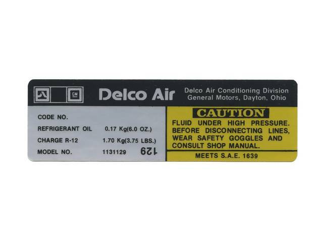 Delco Air Conditioning Compressor Decal, *1131129*, repro