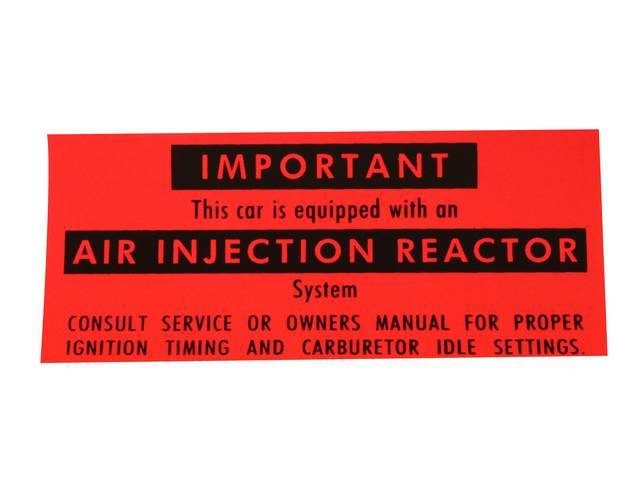 DECAL, Emission, California Air Injection Reactor, repro