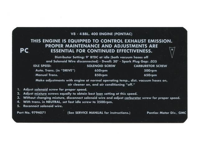Emission Decal, *PC* and *9794071*, repro