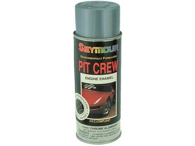 PAINT, Engine Enamel, GM Chrome Aluminum, Seymour, VOC compliant in California, no cfcs or methylene chloride, 12 fluid ounce spray can