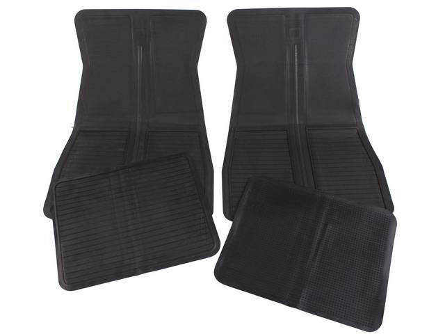 Floor Mats, Black, OE Style W/ correct features incl the *GM* in the top center of the front mats, (4), repro