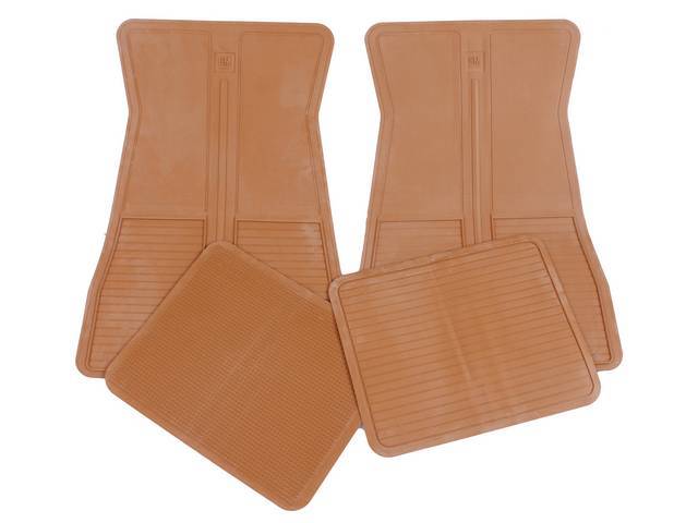 Floor Mats, Camel Tan, OE Style W/ correct features incl the *GM* in the top center of the front mats, (4), repro