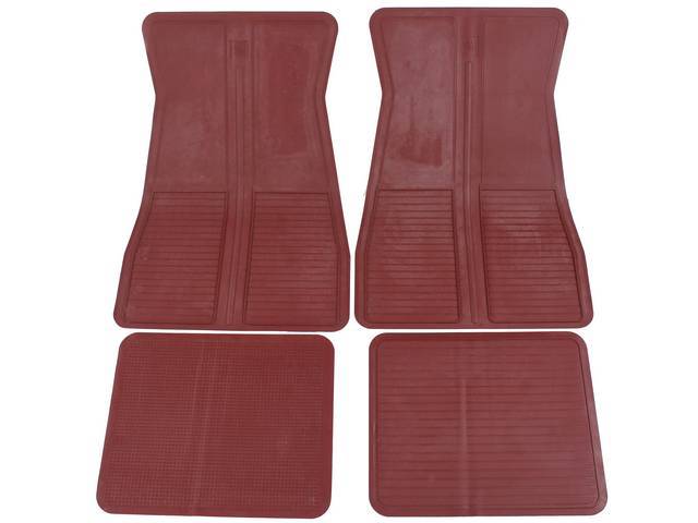 Floor Mats, Carmine, OE Style W/ correct features incl the *GM* in the top center of the front mats, (4), repro