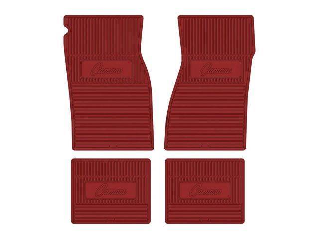 Custom Vintage Logo Floor Mat Set, features the *Camaro* logo, Red, 4-pc set