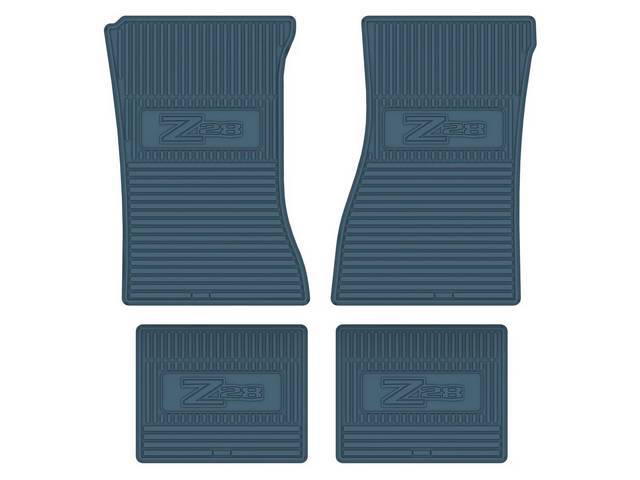 Custom Vintage Logo Floor Mat Set, features the *Z28* logo, Medium Blue, 4-pc set