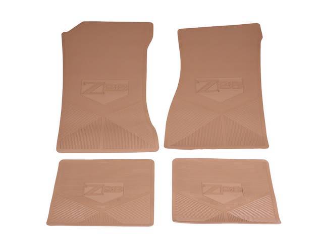 Custom Vintage Logo Floor Mat Set, features the *Z28* logo, Tan, 4-pc set