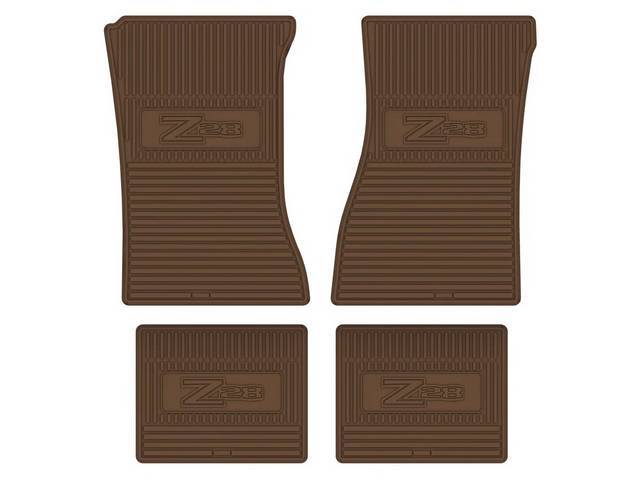 Custom Vintage Logo Floor Mat Set, features the *Z28* logo, Dark Saddle, 4-pc set