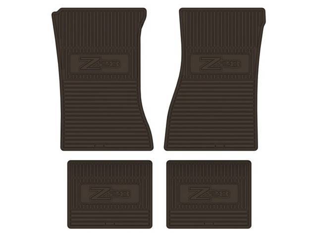 Custom Vintage Logo Floor Mat Set, features the *Z28* logo, Brown, 4-pc set