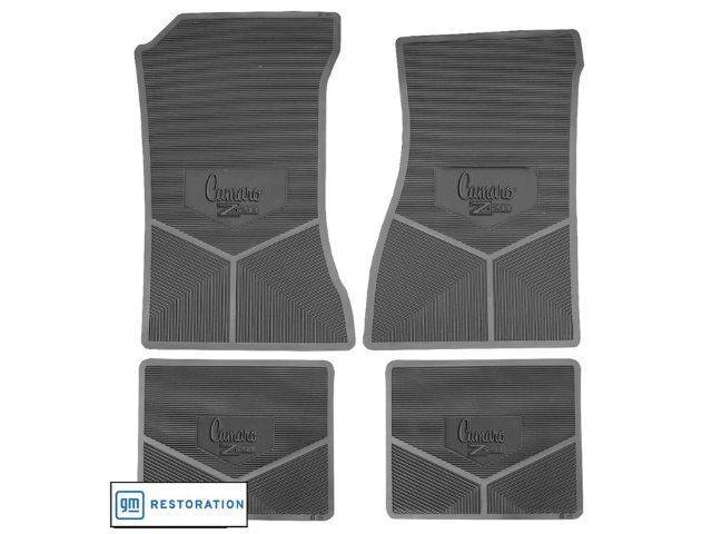 Custom Vintage Logo Floor Mat Set, features the *Camaro Z28* logo, Black, 4-pc set