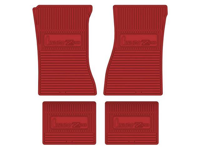 Custom Vintage Logo Floor Mat Set, features the *Camaro Z28* logo, Bright Red, 4-pc set