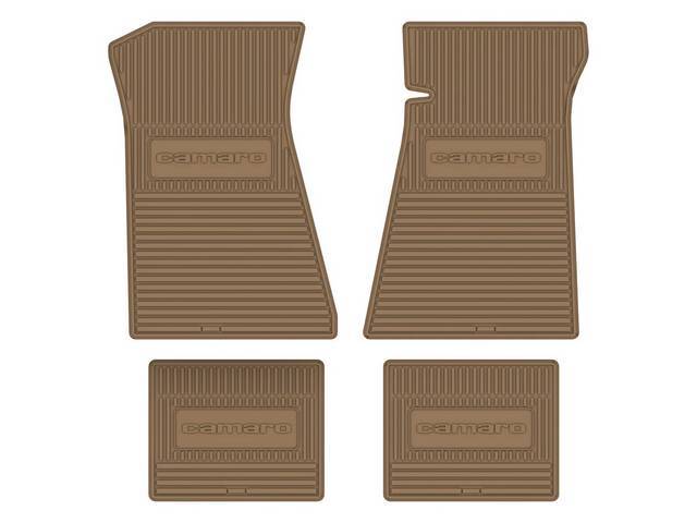 Custom Vintage Logo Floor Mat Set, features the *Camaro* logo, Tan, 4-pc set