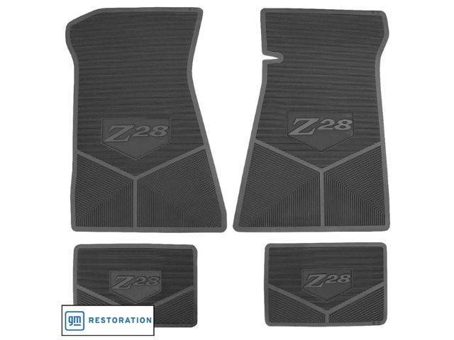 Custom Vintage Logo Floor Mat Set, features the *Z28* logo, Black, 4-pc set