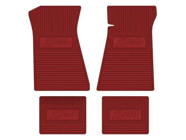 Custom Vintage Logo Floor Mat Set, features the *Z28* logo, Red, 4-pc set