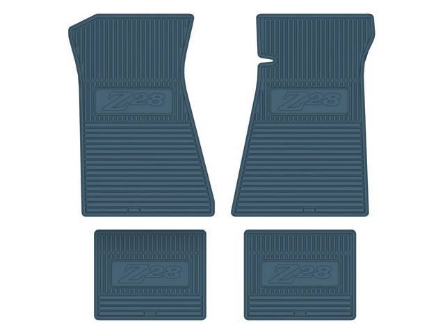 Custom Vintage Logo Floor Mat Set, features the *Z28* logo, Medium Blue, 4-pc set