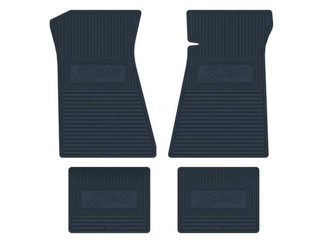 Custom Vintage Logo Floor Mat Set, features the *Z28* logo, Dark Blue, 4-pc set