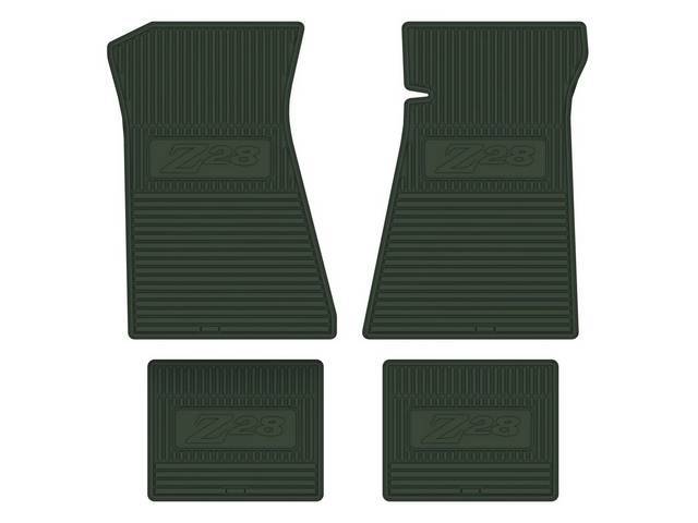 Custom Vintage Logo Floor Mat Set, features the *Z28* logo, Dark Green, 4-pc set