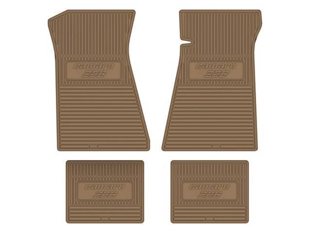 Custom Vintage Logo Floor Mat Set, features the *Camaro Z28* logo, Tan, 4-pc set