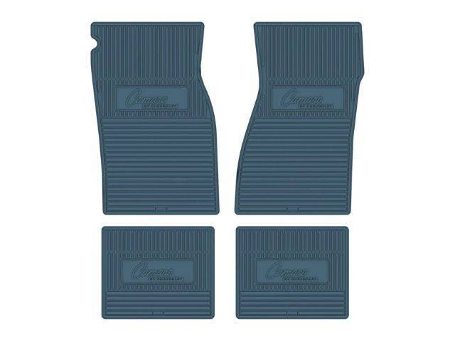 Custom Vintage Logo Floor Mat Set, features the *Camaro BY CHEVROLET* logo, Dark Blue, 4-pc set