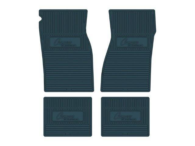 Custom Vintage Logo Floor Mat Set, features the *Camaro BY CHEVROLET* logo, Turquoise, 4-pc set