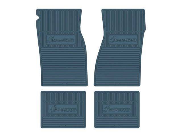 Custom Vintage Logo Floor Mat Set, features the *Camaro RS* logo, Medium Blue, 4-pc set