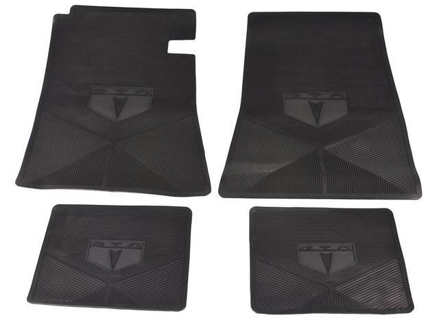 Custom Vintage Logo Floor Mat Set, features the *GTO* with Arrowhead logo, Black, 4-pc set