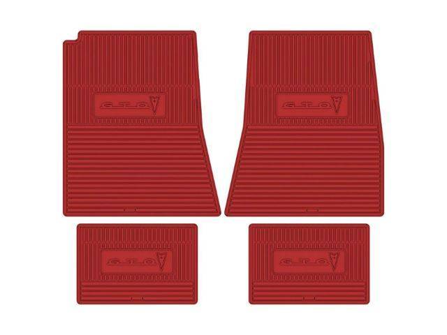 Custom Vintage Logo Floor Mat Set, features the *GTO* with Arrowhead logo, Bright Red, 4-pc set