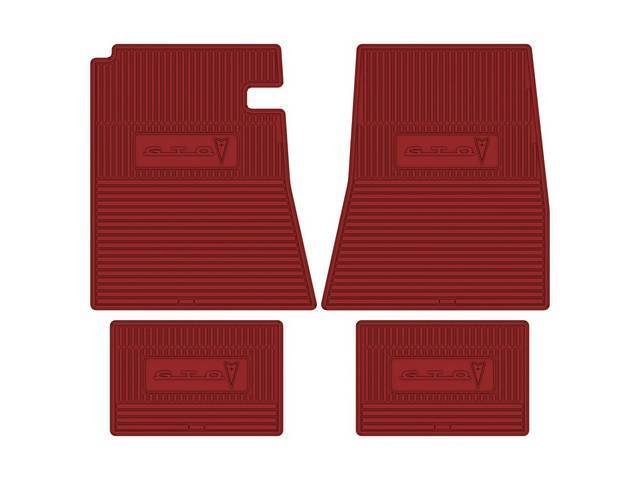 Custom Vintage Logo Floor Mat Set, features the *GTO* with Arrowhead logo, Red, 4-pc set