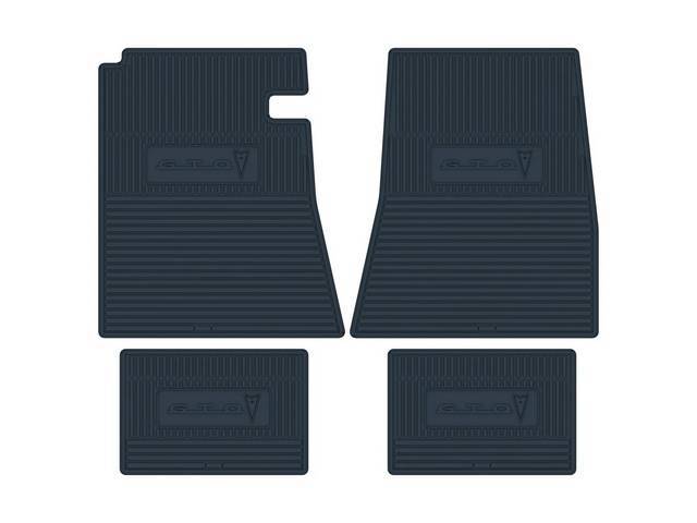 Custom Vintage Logo Floor Mat Set, features the *GTO* with Arrowhead logo, Dark Blue, 4-pc set