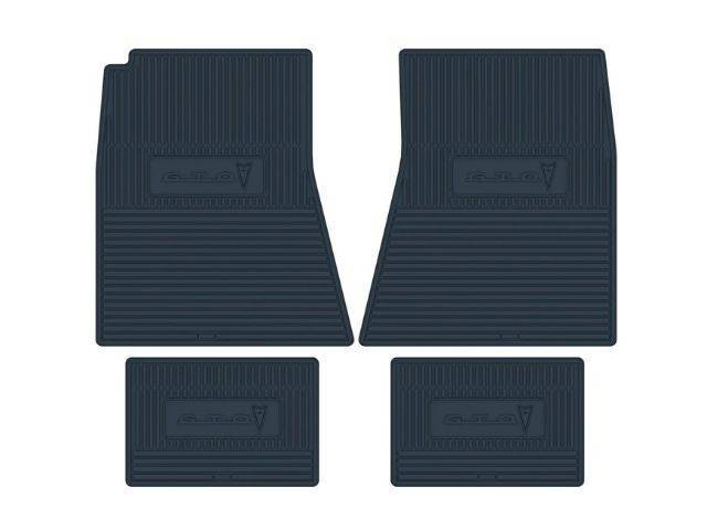 Custom Vintage Logo Floor Mat Set, features the *GTO* with Arrowhead logo, Dark Blue, 4-pc set