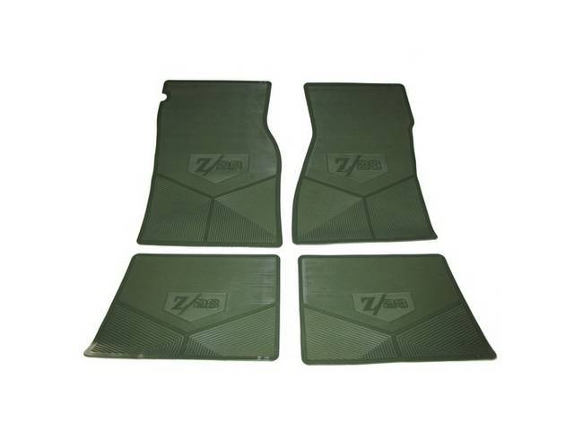 Custom Vintage Logo Floor Mat Set, features the *Z/28* logo, Dark Green, 4-pc set