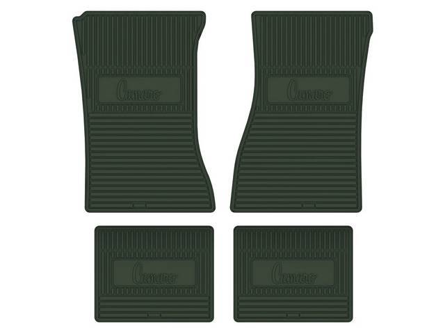 Custom Vintage Logo Floor Mat Set, features the *Camaro* logo, Dark Green, 4-pc set