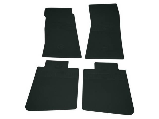 FLOOR MATS, Rubber, OE Style Bow Tie, Dark Green, (4) Die Cut To Fit Original Floorpan Contours, Incl Embossed Bow Tie Logo and OE Style Carpet Grips, OER reproduction