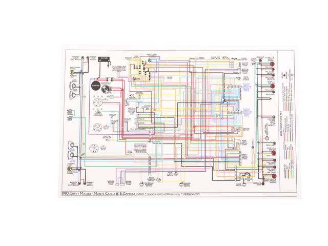 Wiring Diagram Manual, full color, laminated, 17 Inch x 11 Inch, wiring diagram is OE color coded w/ easy to read text 