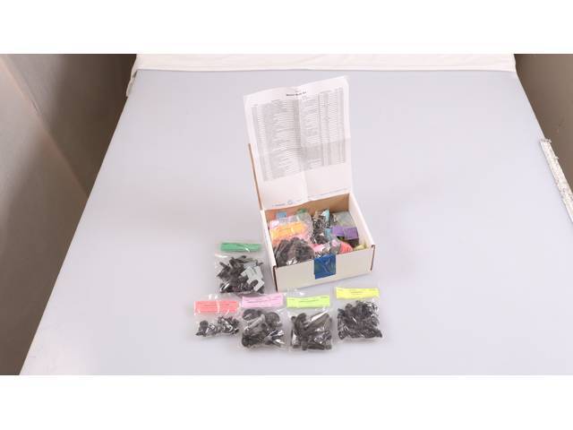 HARDWARE KIT, Master Body, correct fasteners to assemble vehicle sheetmetal in one kit at a discount over purchasing individual smaller kits, (443) incl OE style fasteners w/ correct color and markings