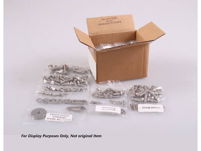 Stainless Master Body Hardware Kit, 474-pc, hex head bolts, Trucks USA reproduction for (64-65)