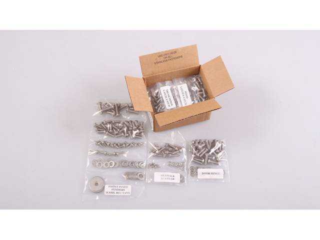 Stainless Master Body Hardware Kit, 444-pc, button and socket head bolts, Trucks USA reproduction for (70-73)