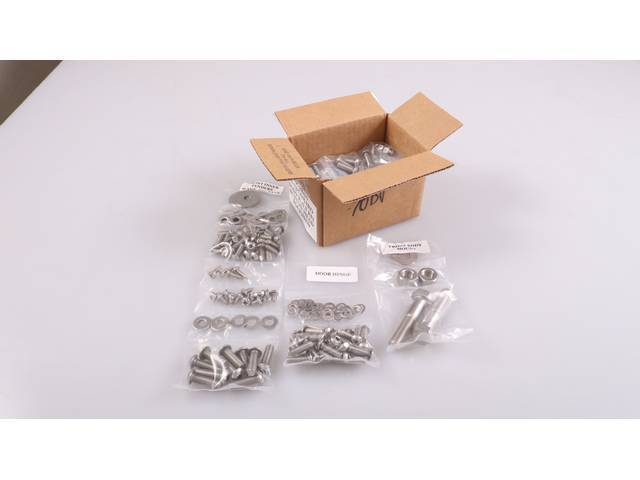 Polished Stainless Master Body Hardware Kit, 444-pc, button and socket head bolts, Trucks USA reproduction for (70-73)