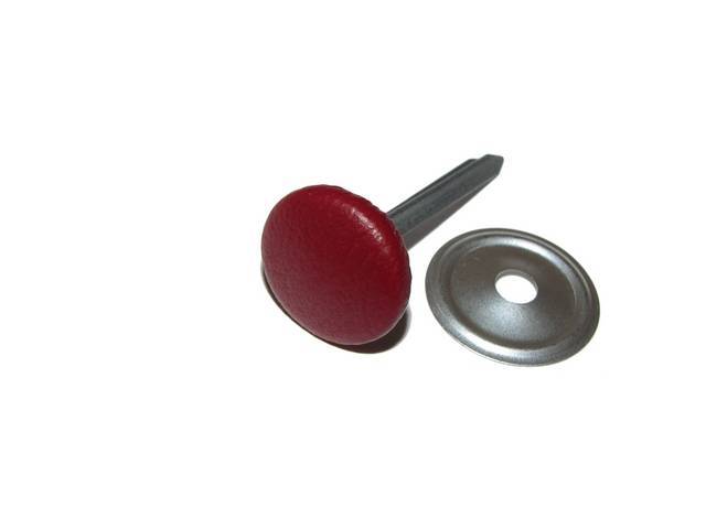 BUTTON, Front Seat and Rear Seat Back Cover, 3/4 Inch O.D., RED MADRID